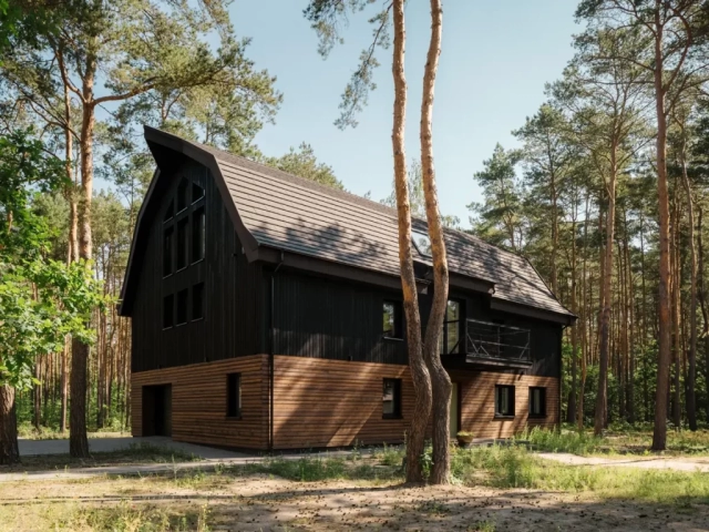 Elewacje Shou Sugi Ban - Degmeda - Stodoła Radość - Modrzew - Warszawa