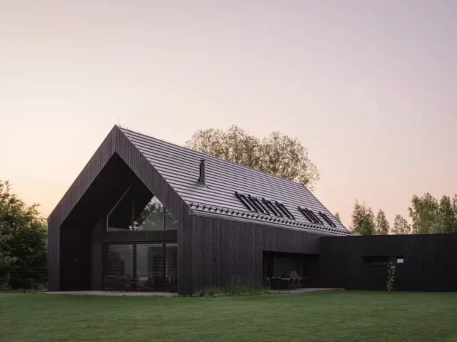 Degmeda - Elewacje Shou Sugi Ban - Modrzew - Projekt Stodoła L+