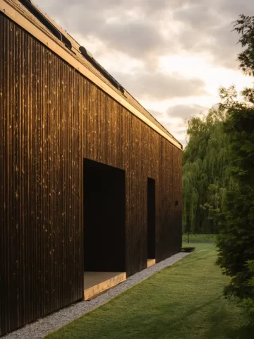 Degmeda - Elewacje Shou Sugi Ban - Modrzew - Projekt Stodoła L+