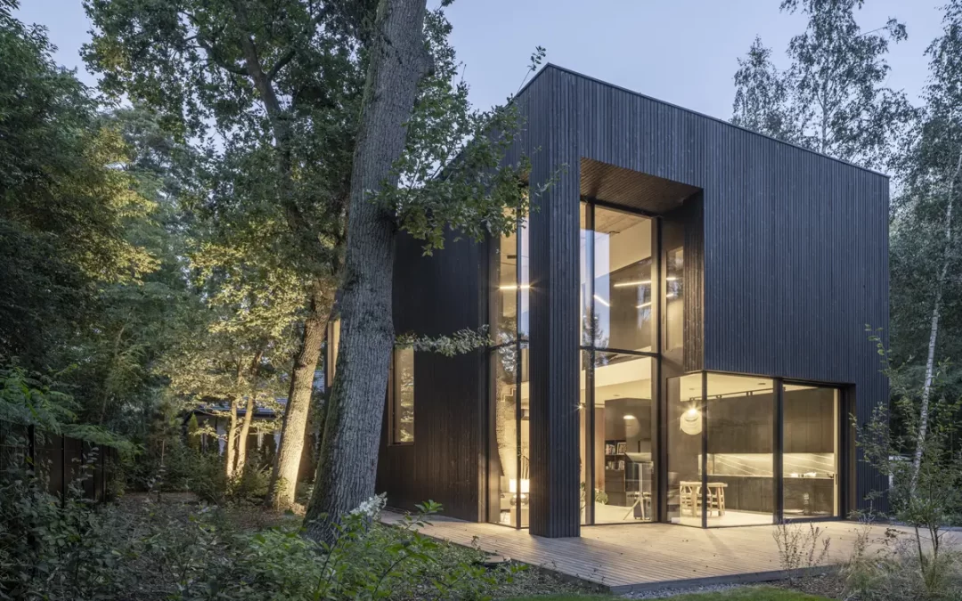 Elewacje Shou Sugi Ban - Degmeda - Świerk skandynawski - Nowoczesna Czarna Kostka