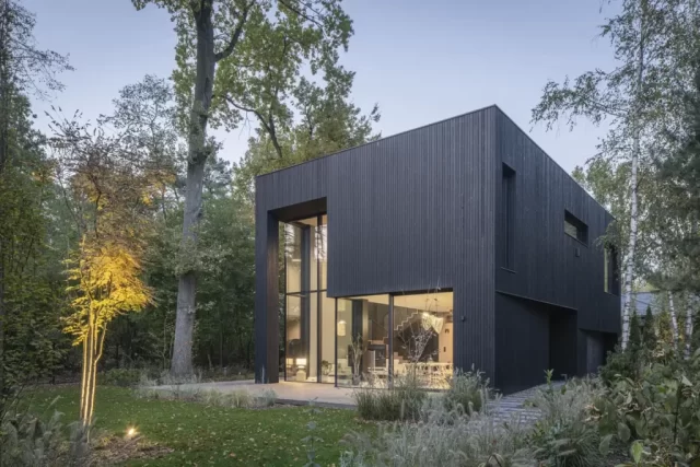 Elewacje Shou Sugi Ban - Degmeda - Świerk skandynawski - Nowoczesna Czarna Kostka Elewacje Shou Sugi Ban - Degmeda - Świerk skandynawski - Nowoczesna Czarna Kostka